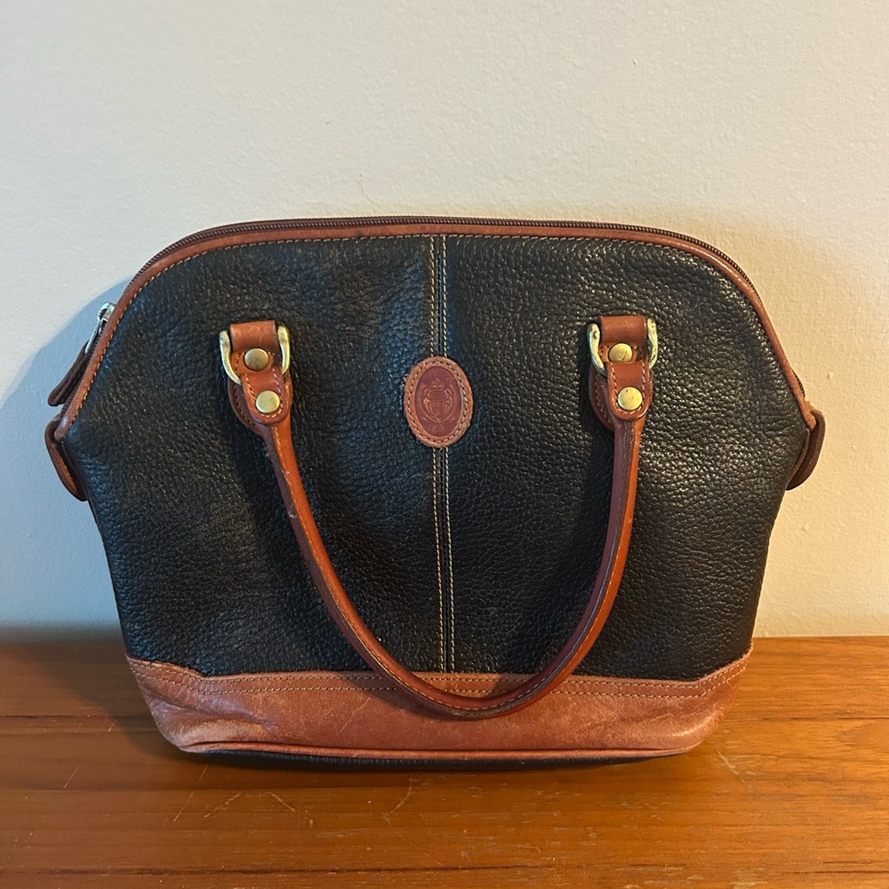 Classic Black and Brown Leather Handbag